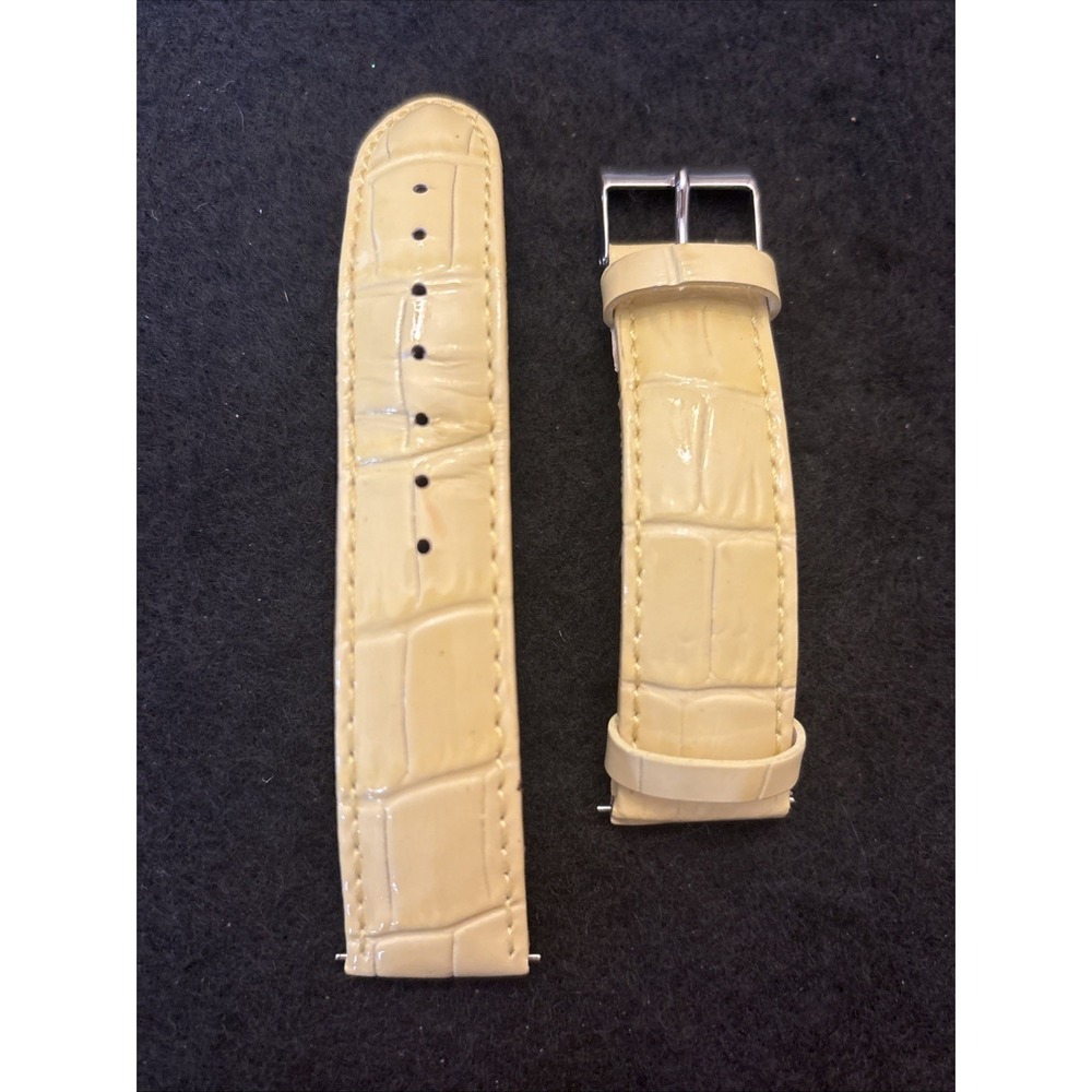 Vintage GUESS Strap Genuine Leather Watch Band Wristwatch Yellow  22MM